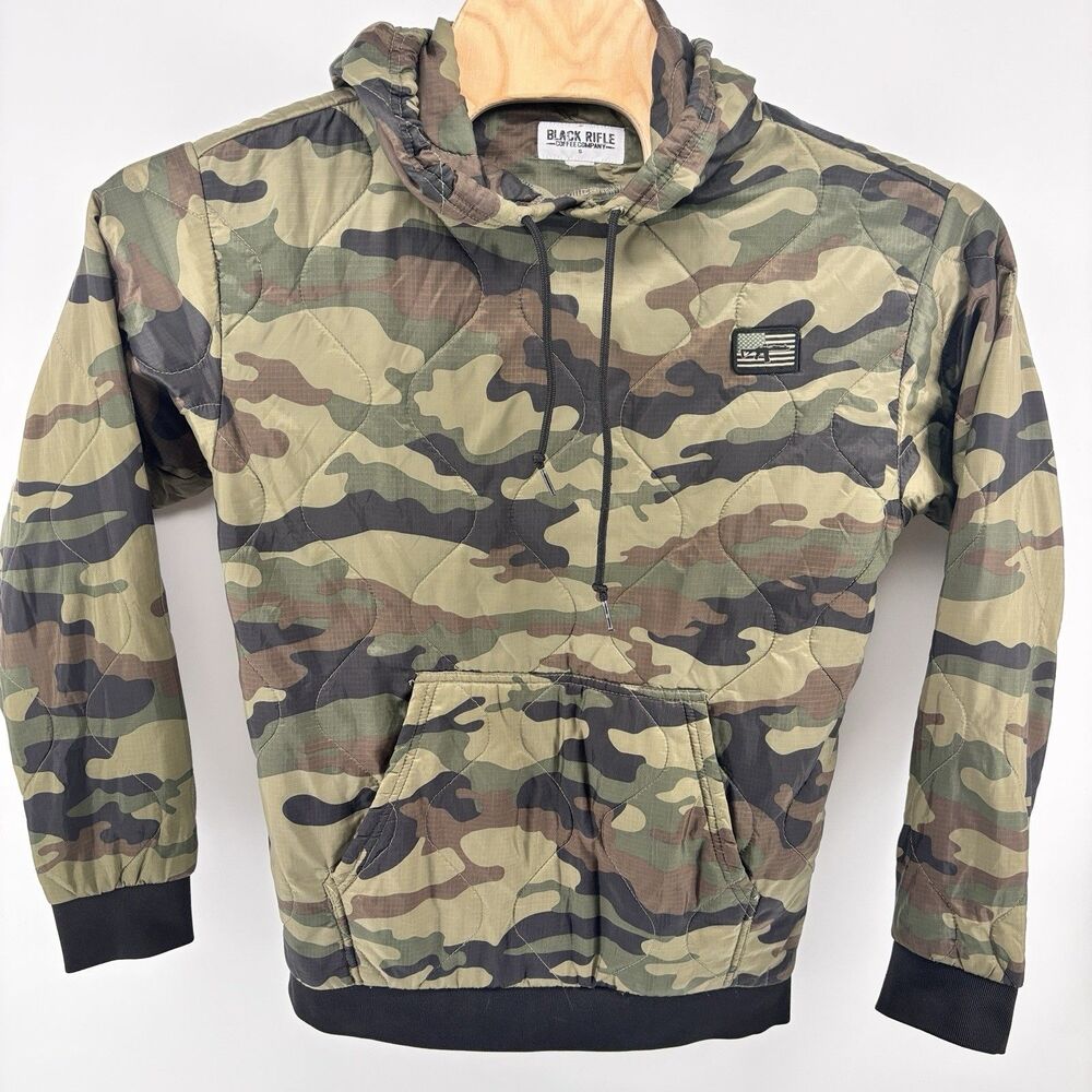 Black Rifle Coffee Company Men's S Quilted Camo Pullover Hoodie Nylon